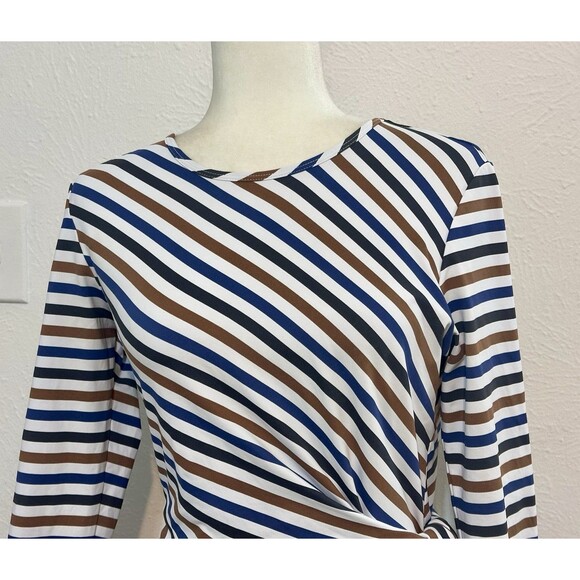 J. McLaughlin Size S  3/4 Sleeve Elora Bangle Multi Stripe Catalina Cloth Dress - Picture 3 of 13